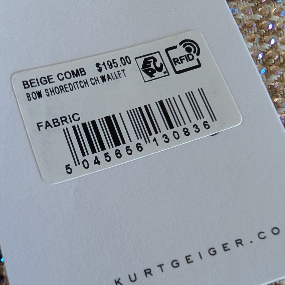 Kurt Geiger London Shoredicht Bow Wallet Beige Comb Shoulder Rightstone Bag New - Picture 11 of 15